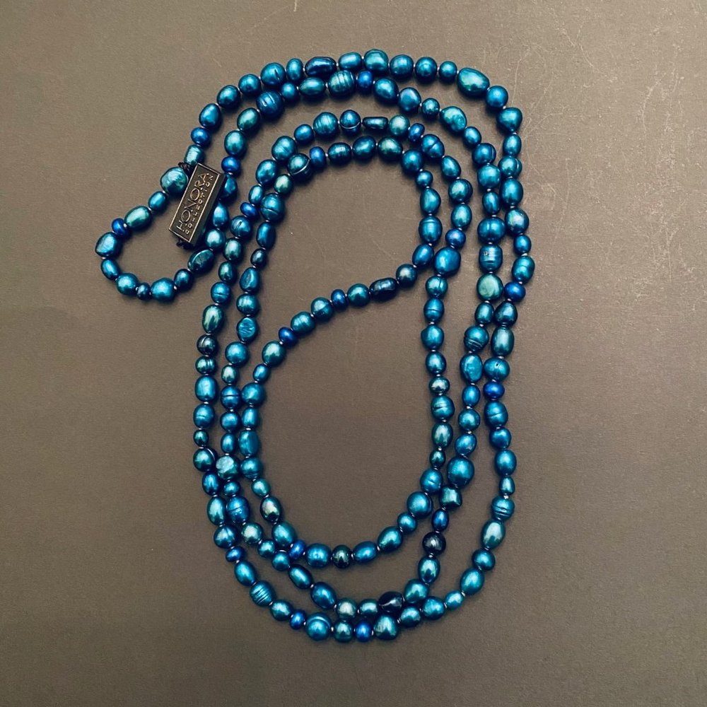 36" Honora Deep Blue Pearl Necklace, NWT - Picture 3 of 10